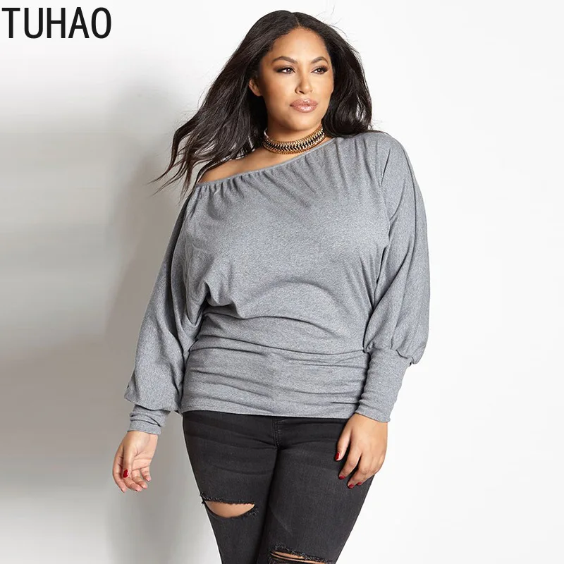 

TUHAO 2019 Streetwear Ofiice Ladies Puff Sleeve Blouse Shirts Gray Color Casual Women Elegance Blouse Shirt Oversize Tops HC342