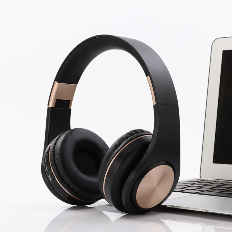 black Беспроводные наушники над ухом Bluetooth наушники Складная гарнитура Регулируемые наушники с микрофоном для ТВ сотовый телефон ПК - Цвет: black