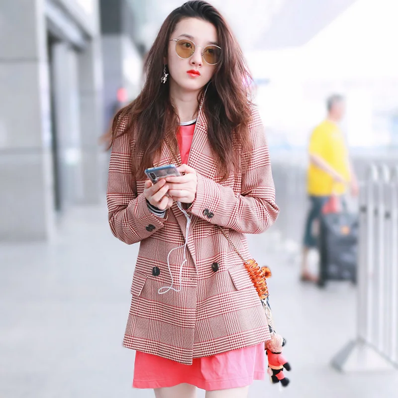 

Autumn2019 The Autumn New Suit of The Autumn New Suit The Same Color The Same Pink Grainy A Thousand Bird's Suit The Women Suit