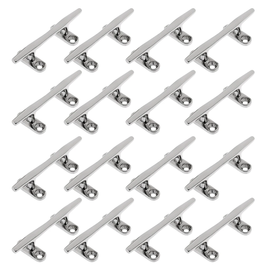 MagiDeal 32x Stainless Steel Heavy Duty 4inch Boat Dock Deck Line Rope Cleat