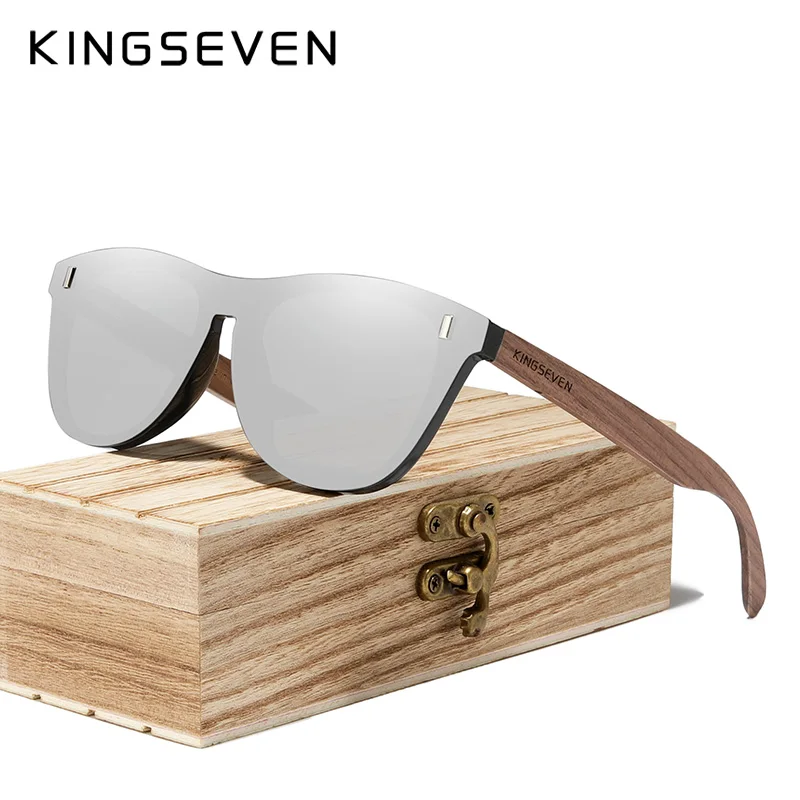 KINGSEVEN New Black Walnut Handmade Sunglasses