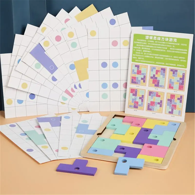 

Warm Color Tetris Match Game Blocks Jigsaw Toy Table Game for Kids