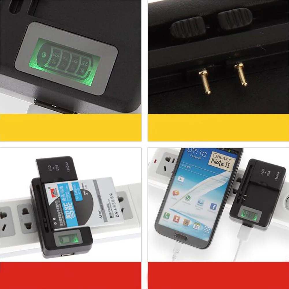 LCD Indicator Screen Universal Battery Charger For Cell Phones Mobile& USB Port
