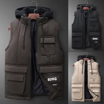

Coat 2019 New Fashion Men Winter Warm Hooded Solid Outwear Vest Jacket Tops Blouse