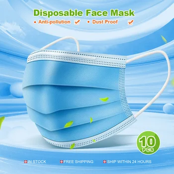 

10 Pcs Disposable mask Non-wove 3 Layer Filter Mask mouth Face mask filter dustproof Protective masks safe dust maski ochronne