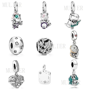 

2020 MULIER Autumn New Original 100% S925 Cute Dinosaur Theodore Bear Unicorn Charm DIY Glamour Female Jewelry 798320EN