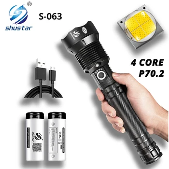 

Powerful LED Flashlight With XHP 70.2 Lamp bead Zoomable 3 lighting modes LED Torch Support for Mircro charging hunting lamp