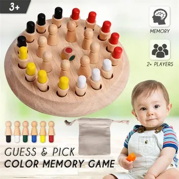 

2020 Kids Wooden Memory Match Stick Chess Game Fun Block Board Game Educational Color Cognitive Ability Toy For Children