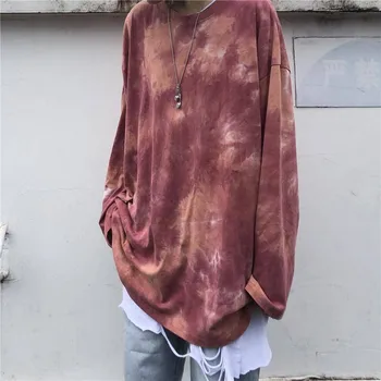 

Tie Dyeing Hip Hop T-shirt Men Women Autumn Round Neck Men's Tshirts Casual Oversized Tee Shirts Cool Korean Style Tops Tee Male