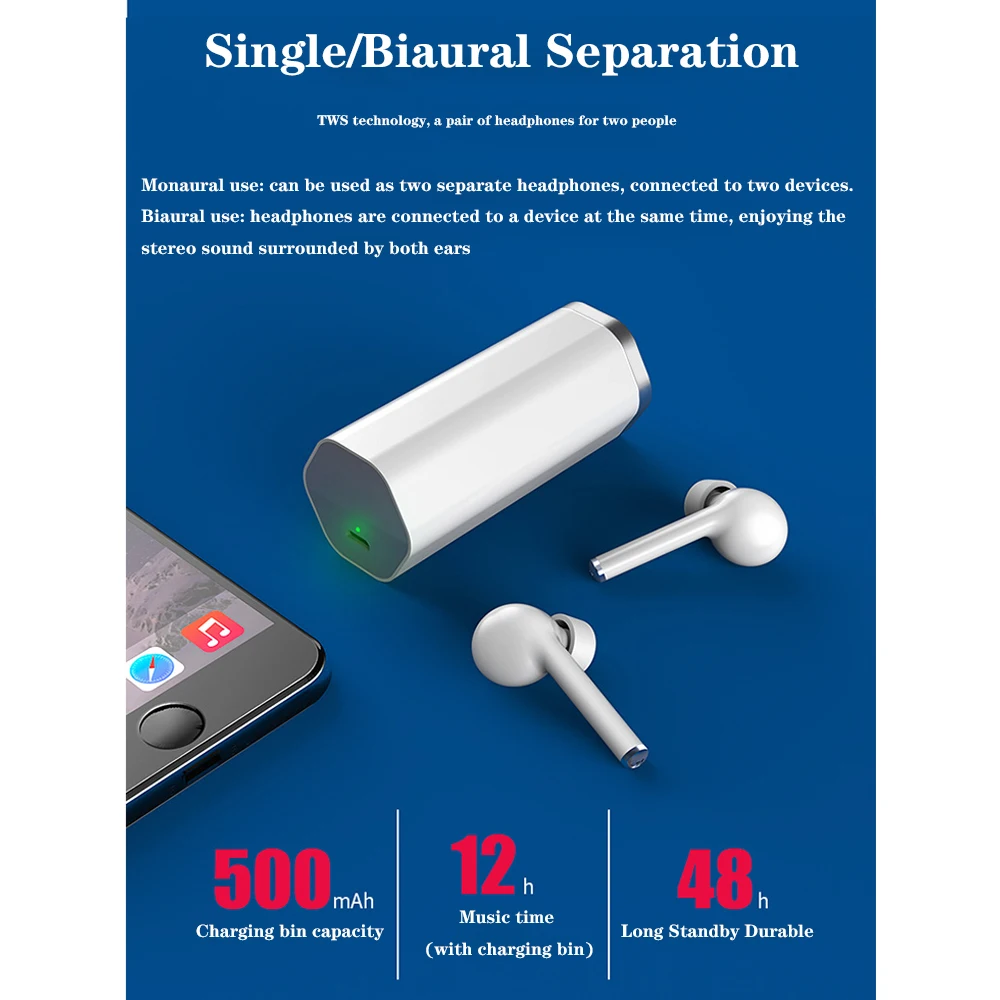 TW50 Bluetooth наушники HiFi стерео Бас шумоподавление Гарнитура двойной микрофон с зарядным устройством Беспроводные спортивные наушники