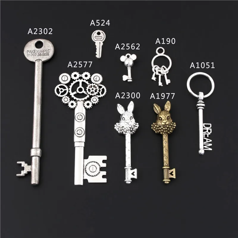

10Pcs Antique Sliver Large Key Charms Making Pendant Diy Bracelet Keychain Jewelry Wholesale