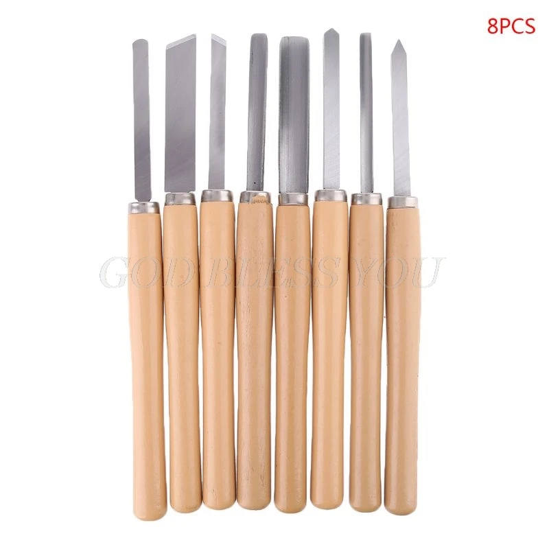 8PCs Wood Carving Knife Lathe Chisel Set Turning Tools Woodworking Gouge Skew Parting Spear Drop Shipping