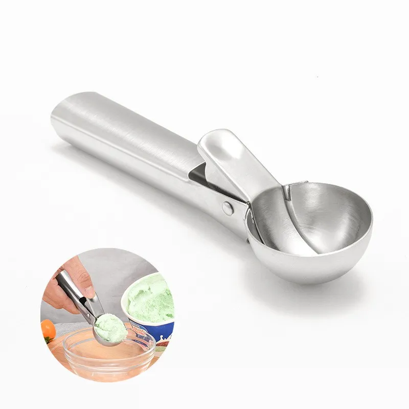 1Pc Ice Ball Maker Yogurt Cookie Dough Meat Balls Rice Dishes Ice Cream Spoon Kitchen Tools Stainless Steel Ice Cream Scoop