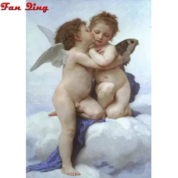 

Diy Diamond Painting Childhood Cupid and Psyche Full Round Square Drill 3d Diamond Embroidery Mosaic Cross Stitch Home Decor