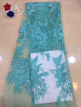 

Latest French Nigerian Sequins Net Laces Fabrics 2019 High Quality Lace Tulle African Laces Fabric For Wedding Dress FJ28011