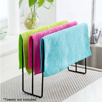 

Rag Rack Stable Freestanding Wrought Iron Organizer Drying Stand Durable Vertical Type Household Storage Shelf Dishcloth Hanging