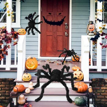 

30/50/75cm Big Black Plush Spider Scary Furry Fake Spider Horrible Halloween Party Decoration Supplies Home Haunted House Decor