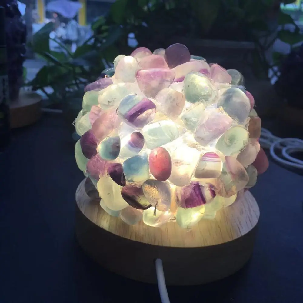 Красивый природный аметист розовый флюоритовый кварц Кристалл DIY волшебная лампа духовная медитация рейки заживление для украшения дома - Цвет: fluorite