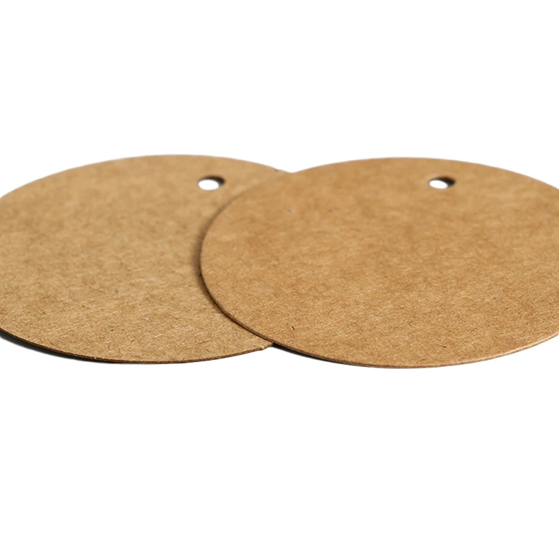 100pcs/lot Brown Kraft Paper Tags Round Luggage Note Blank Handmade Price  Label Cards Christmas Wedding Party Decoration Tag