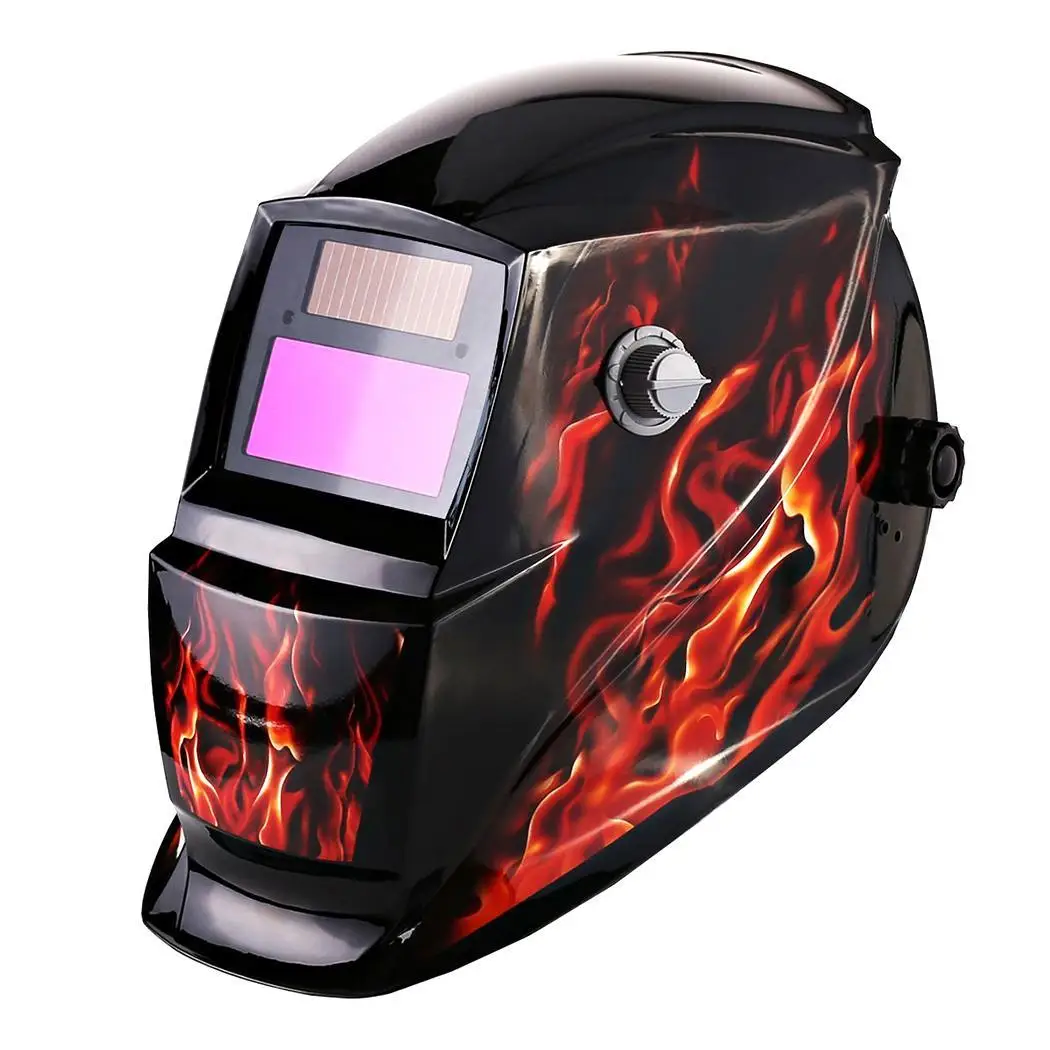 

Fire Pattern Welding Helmet Solar Automatically Adjustable, Grinding Darkens Welding Manual Protective 500g Cap