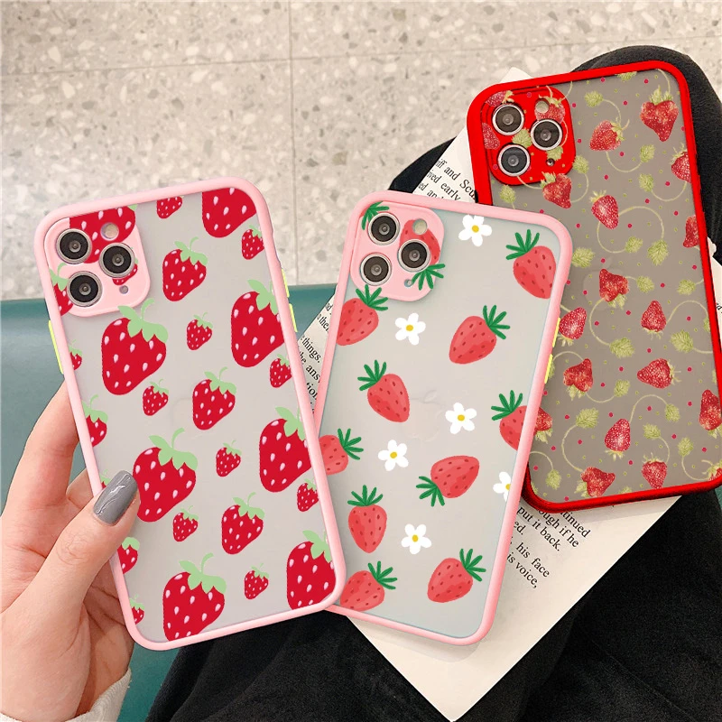 iphone 13 pro max case leather Summer Fruit Phone Case for iPhone 6s 7 8 Plus SE 2020 for iPhone 12 11 13 Pro Max X XR XS MAX Strawberry Hard Shockproof Covers iphone 13 pro max case