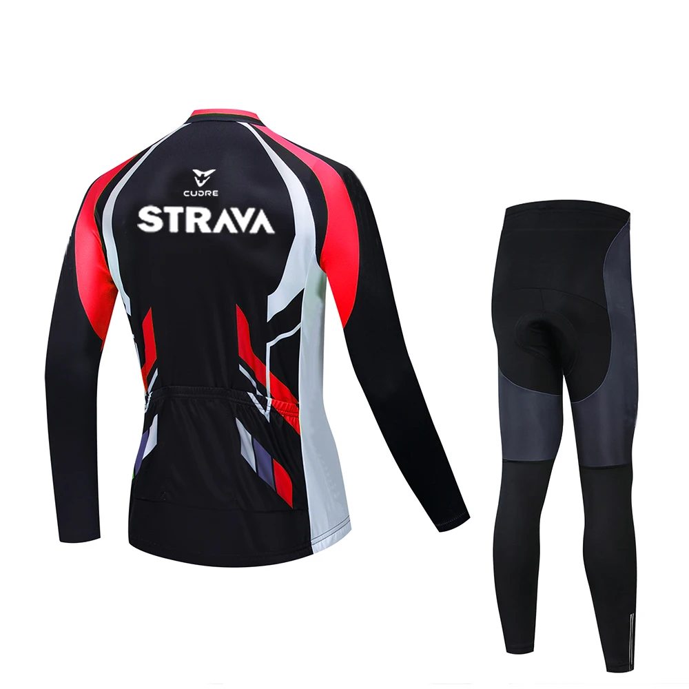 Трикотажный комплект для велоспорта STRAVA Pro Красная Трикотажная одежда с длинным