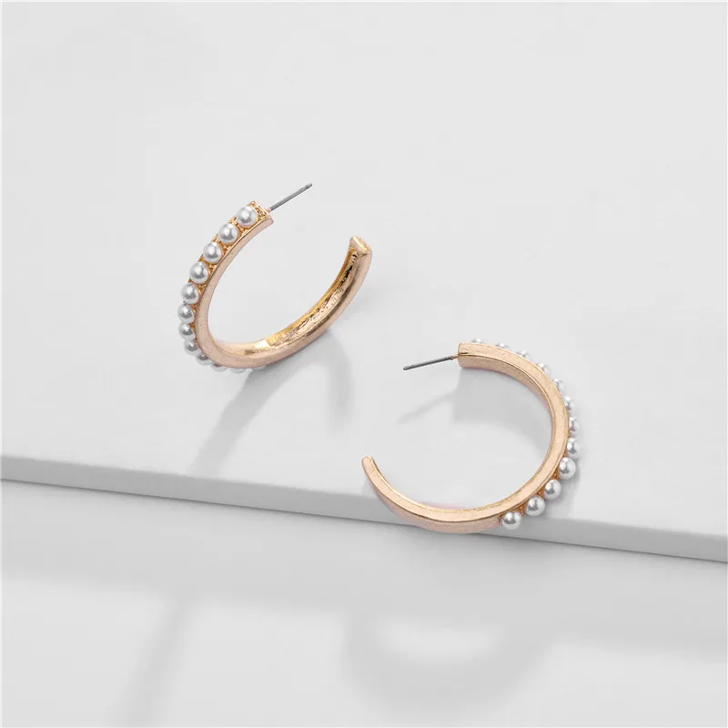 gold LUNA CHIAO, трендовые серьги для женщин, жемчужные металлические большие кольца, серьги, модное ювелирное изделие - Окраска металла: gold