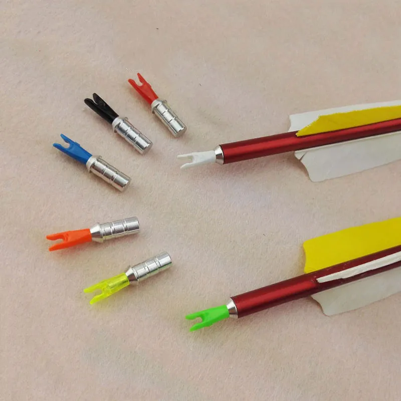 30Pcs Archery Arrow Plastic Nock Aluminum Pins Shaft for ID 6.0mm 4.2mm Arrows