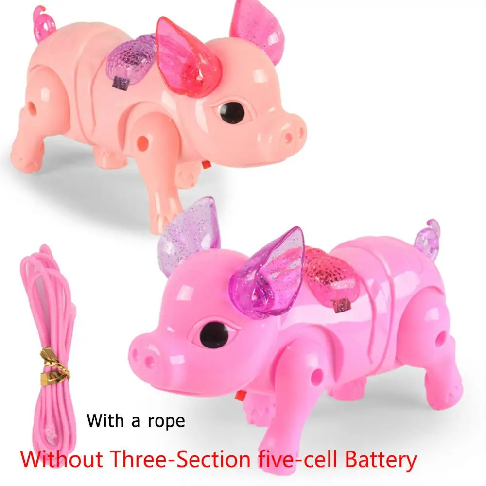 Walk sing Light Pig Тянущаяся линия пятки свинья ручка Индуктивные игрушки легкий и тонкий следование робот музыка Животные Мода Образование Детские игрушки с ручкой - Цвет: Walk sing Light Pig