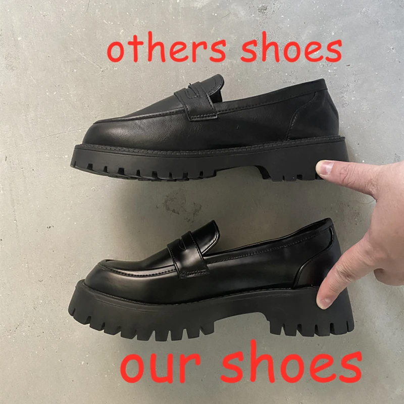 Round Toe Street Style Chunky Heel Platform Women Loafers Shoes 2021 Black Punk Y2K Designer High Heel Women Pumps