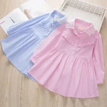 Г. Кружевное платье для девочек; весенняя одежда для малышей с длинными рукавами и отворотами