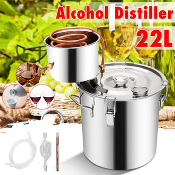

20L Distiller Moonshine Boiler Cooler Stainless Steel Copper Alcohol Water Wine Essential Oil Brewing