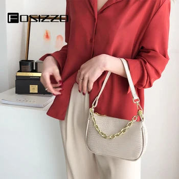 

FOSIZZO Luxury Shoulder Bag Women PU Leather White Bag With Fashion Chain Handbags For Women Bolsos De Mujer FS5029
