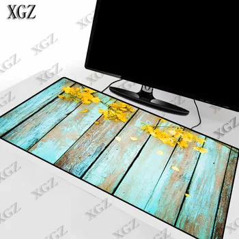 

XGZ Wood Texture with Yellow Flowers Gaming Mouse Pad PC Computer Gamer Large Mousepad Desk Mat Locking Edge for CS GO LOL Dota