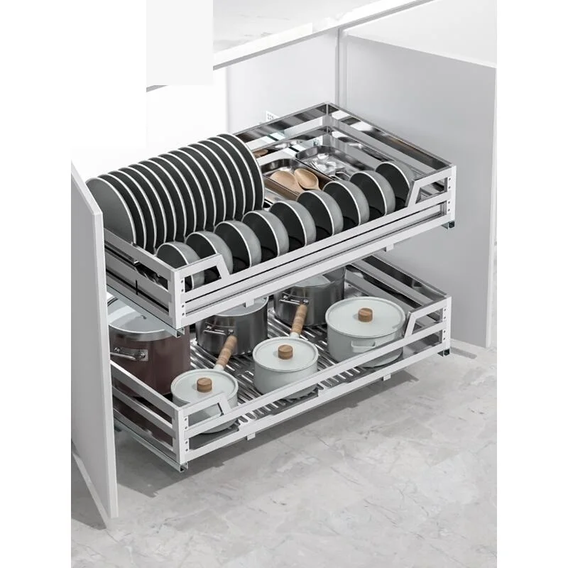 Organizer Armario De Despensa Cocina Organizador Pantry Dish Drainer  Stainless Steel Cozinha Rack Kitchen Cabinet Storage Basket - Racks &  Holders - AliExpress