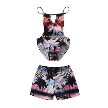

Baby Girl Print Strap Swimwear Outfit/ Little Girls Boys Quick Dry Beach Board Short Playsuit Summer Clothes 2020 New