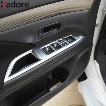 

For Mitsubishi Outlander 2013-2016 2017 ABS Matte Inner Window Lift Switch Button Cover Trim Side Door Handle Armrest Frame