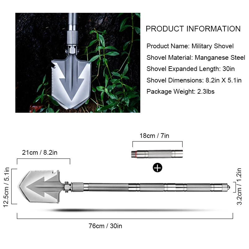 Max Length 92cm Shovel High-carbon Steel Shovel Outdoor Tactical Multifunctional Shovel Folding  Camping Equipment Army Tool