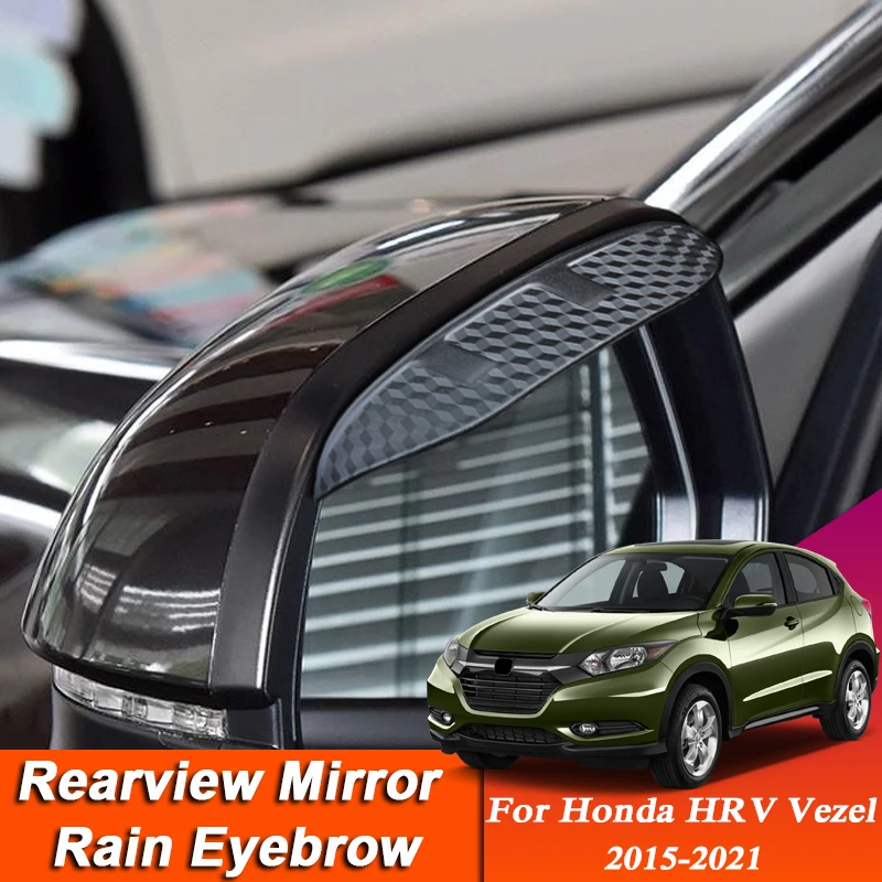 

Car-styling For Honda HRV Vezel 2015-2021 Carbon Fiber Rearview Mirror Eyebrow Rain Shield Anti-rain Cover External Accessory