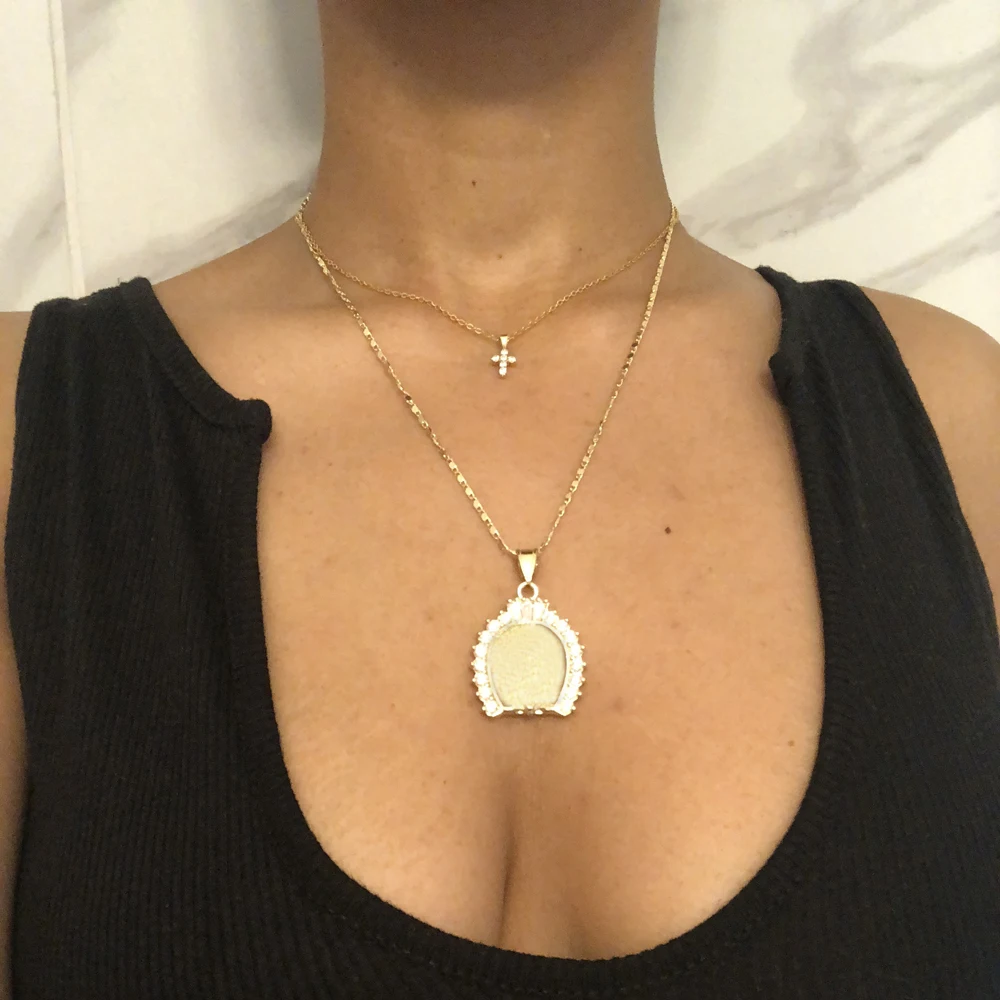 

2019 new gold filled 925 sterling silver pave AAA cz tiny cute cross pendant chocker necklace cz charm necklack jewelry