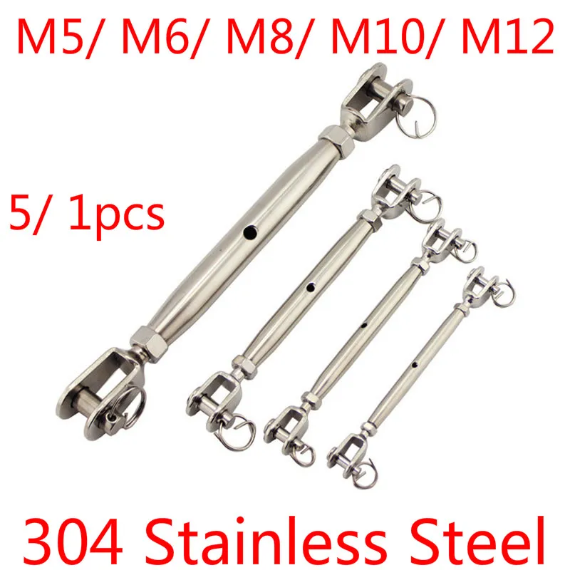 5-12mm Sailboat 304 Stainless Steel Jaw/Jaw Closed Body Turnbuckle Rigging Screw 