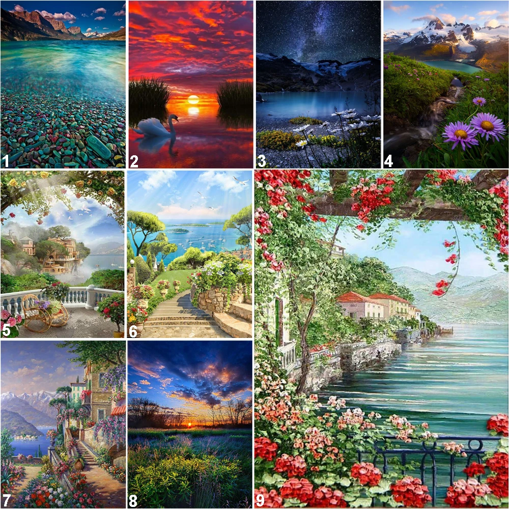 5D Diamond Painting Sea River Embroidery Cross Stitch Kits Craft Art Home Decor