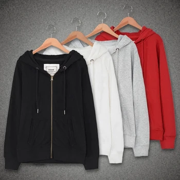 

Spring And Autumn Cardigan Sweater Female Lian Hat Thin Section Zipper Top Pure Cotton Loose Leisure Hoodie Plus Velvet Sports