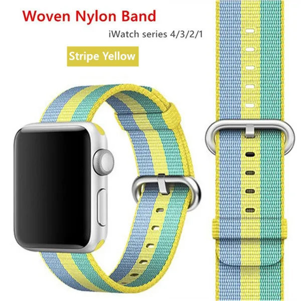 Нейлоновый ремешок для Apple Watch 38 мм 42 мм iWatch 5 44 мм 40 мм спортивный тканевый браслет с пряжкой ремешок для Apple watch 5 4 32 - Цвет ремешка: stripe yellow