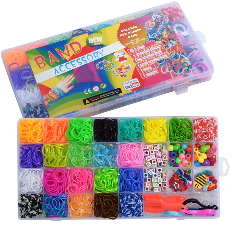 New 1500pcs Rainbow Rubber Bands Set Kid Multi functional Classic Practical Funny DIY Toys Rainbow Woven Bracelet for Girl Gifts
