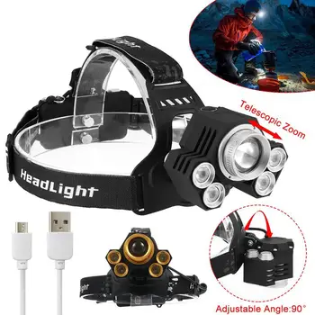 

Micro USB Rechargeable LED Power Headlamp 18650 Flashlights Head Torch XPE Headlamp 18650 Headlamp Hunting FlashLight