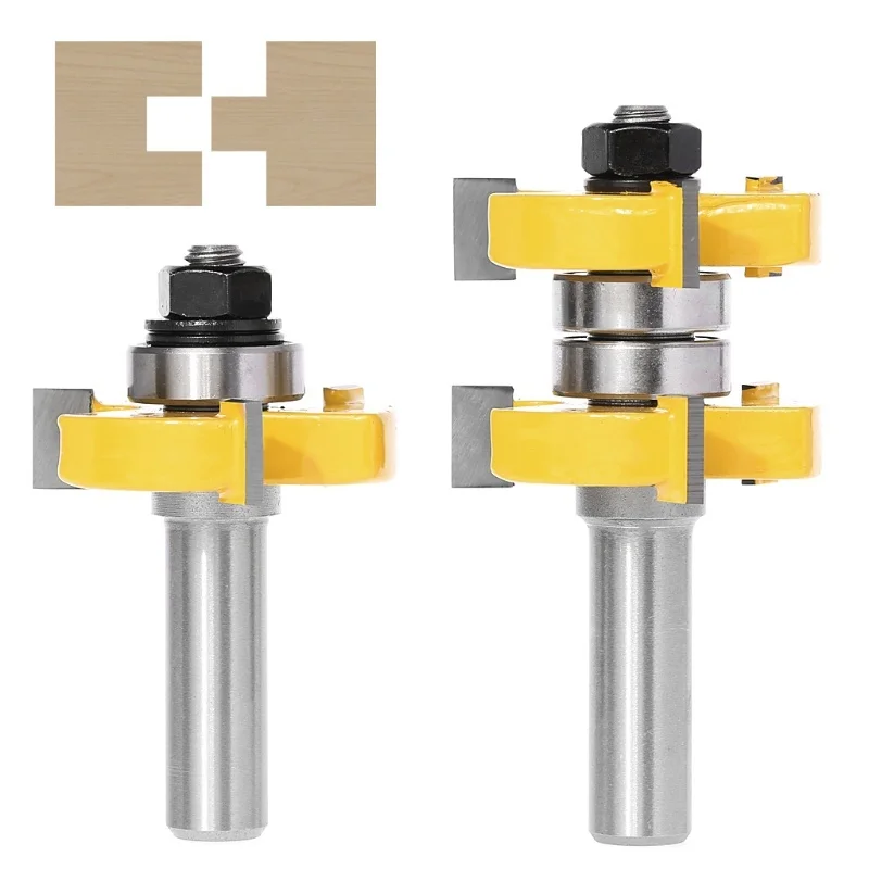 

2pcs 1/2 inch Shank high quality Tongue and Groove Joint Assembly Router Bit Set 1-1/2 inch Stock Wood Cutting Tool