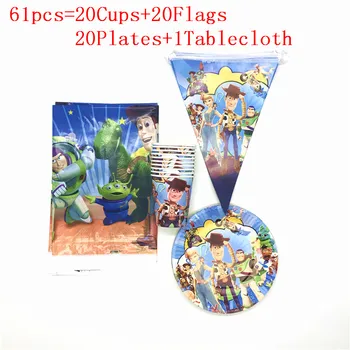 

Toy Story 4 Woody Buzz Light 61Pcs/31Pcs Event Party Paper Banner Friend Girl Birthday Party Cups Plates Flags Tablecover Supply