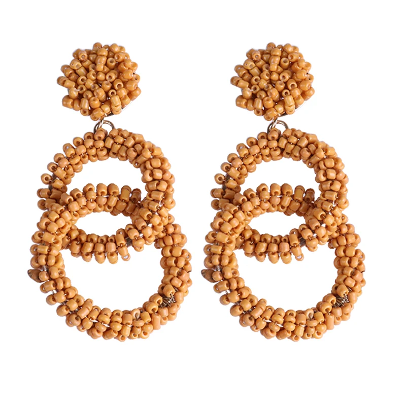 Мода в национальном богемном стиле бисер круг Большие серьги кулон Пряжка