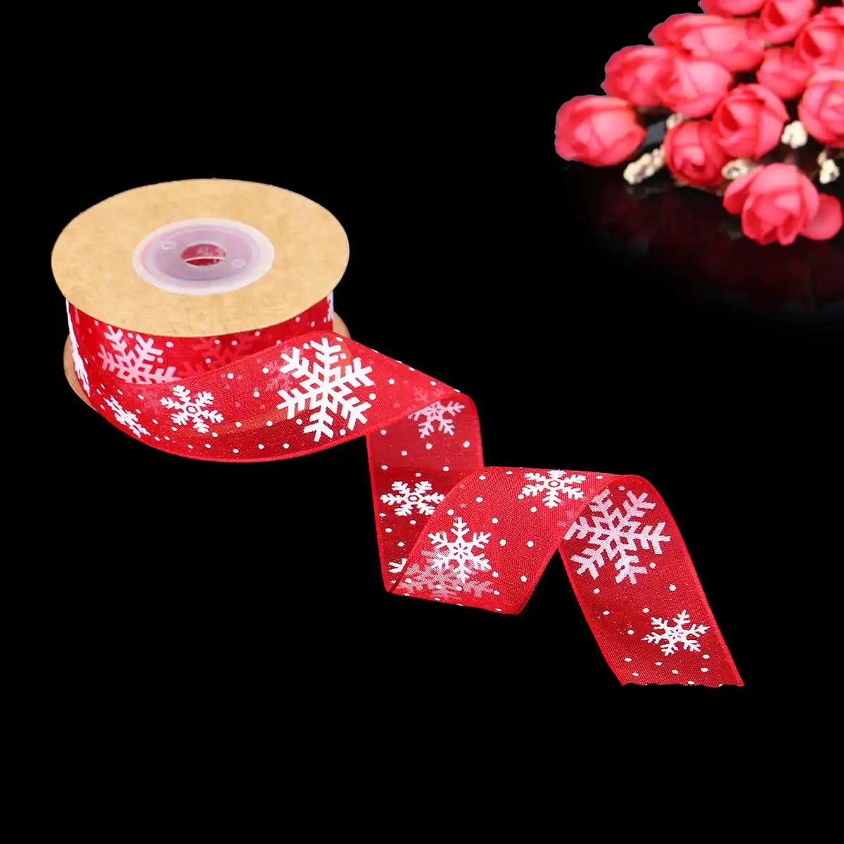 DIY Christmas Decorations Trim Ribbon 10m Transparent Snowflake Ribbons Roll Gift Packaging Material Hair Accessories Home Party
